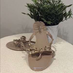 Victoria Adames Tan Studded Sandals